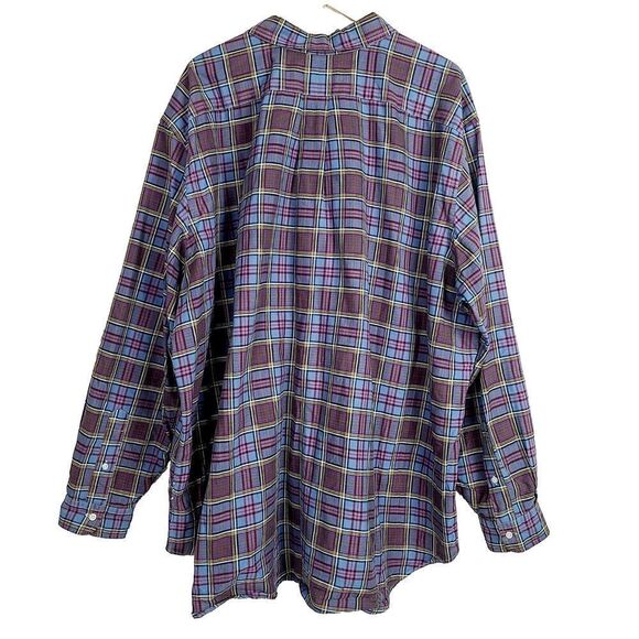 Polo Ralph Lauren Shirt 3XB Blue Purple Plaid 100% Cotton Button Front Collared - Picture 3 of 10